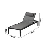 2pcs Outdoor Sun Lounges with Aluminium Frame, Wheels & Reclining Back
