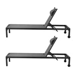 2pcs Outdoor Sun Lounges with Aluminium Frame, Wheels & Reclining Back
