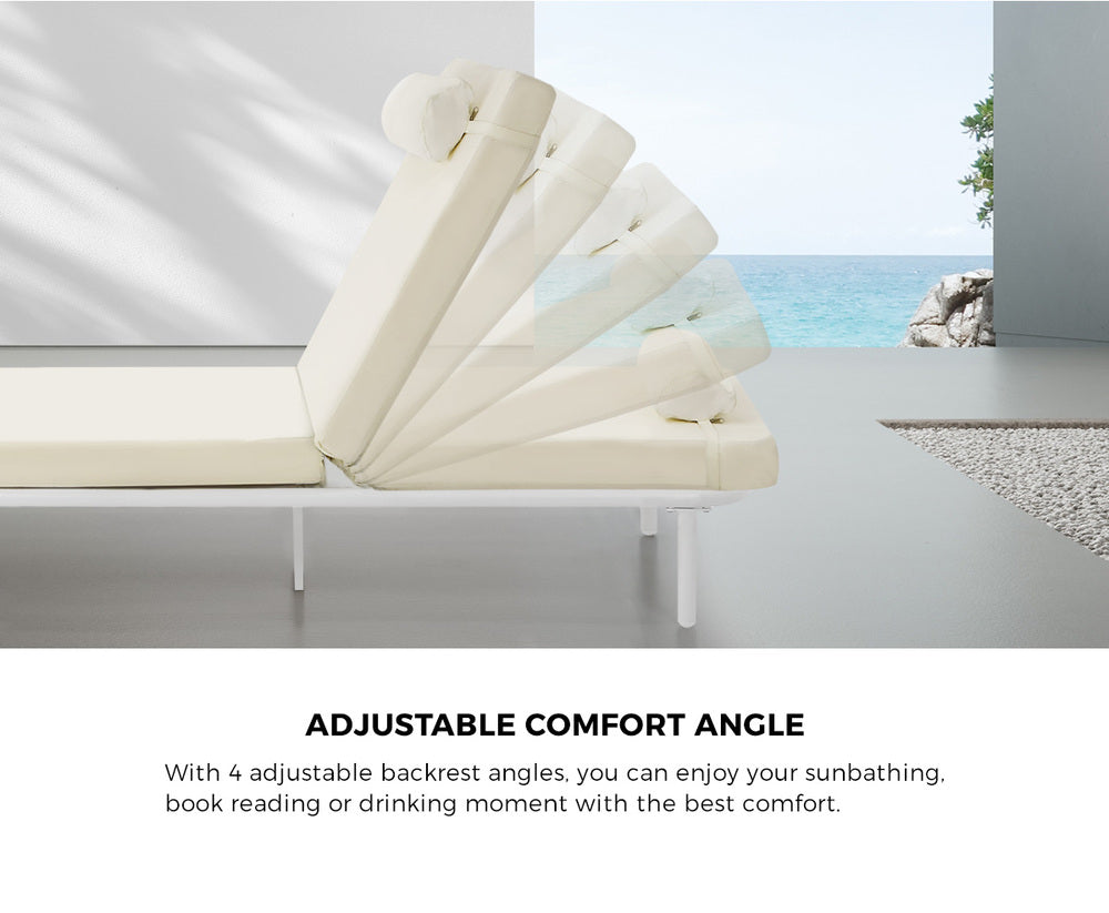 Sun Lounge Outdoor Patio Furniture Setting Beige&Grey