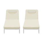 3PCS Sun Lounge Outdoor Lounger Set Table Chairs Beige & Grey