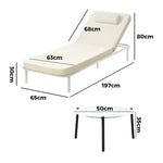 3PCS Sun Lounge Outdoor Lounger Set Table Chairs Beige & Grey
