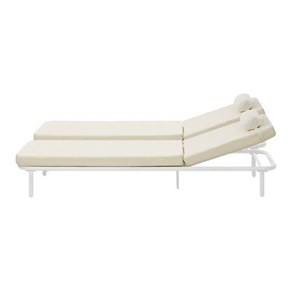 3PCS Sun Lounge Outdoor Lounger Set Table Chairs Beige & Grey