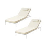 3PCS Sun Lounge Outdoor Lounger Set Table Chairs Beige & Grey