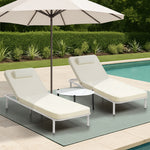 3PCS Sun Lounge Outdoor Lounger Set Table Chairs Beige & Grey