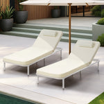 2PCS Sun Lounge Outdoor Patio Furniture Setting Beige & Grey