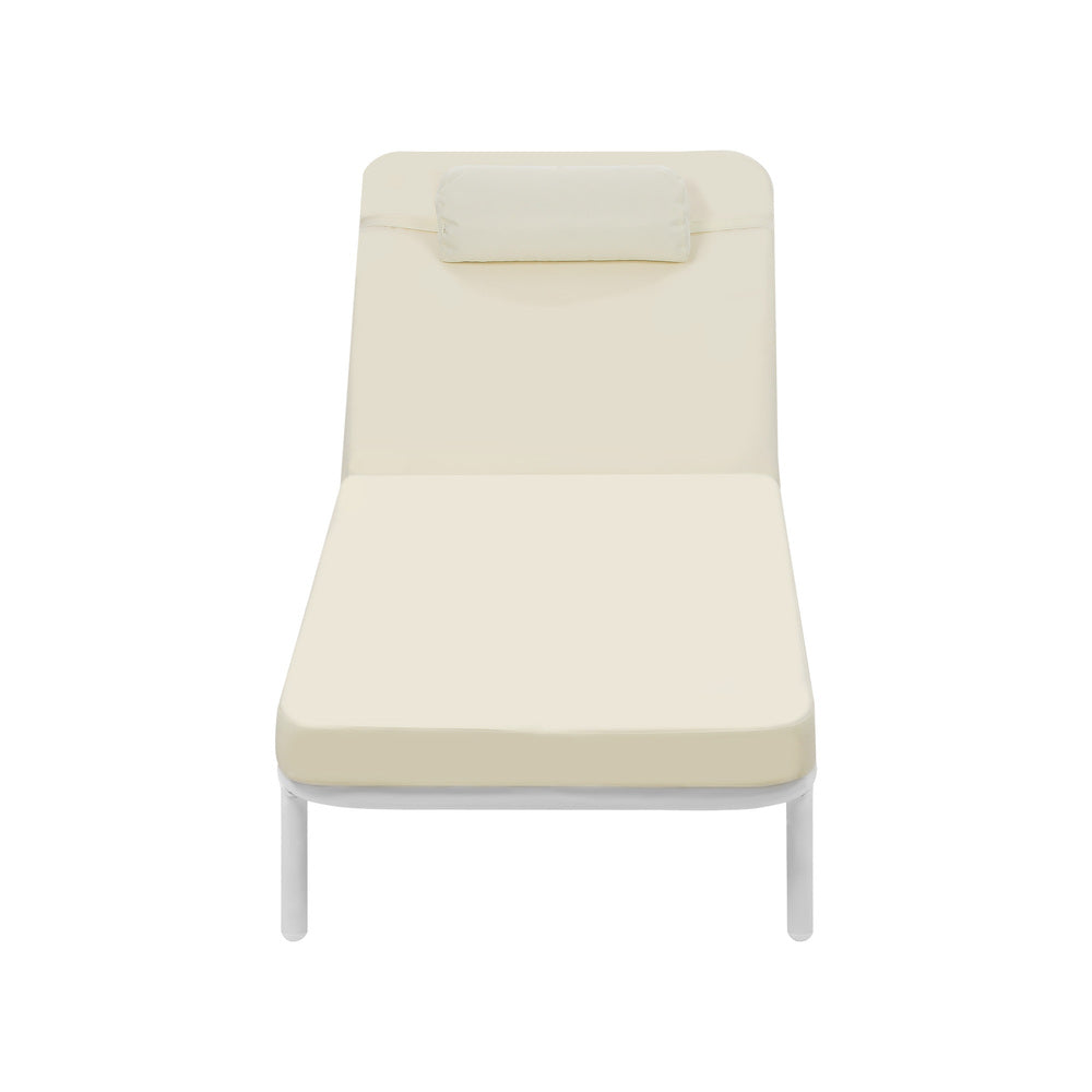 2PCS Sun Lounge Outdoor Patio Furniture Setting Beige & Grey