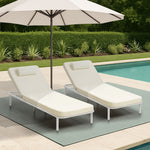 2PCS Sun Lounge Outdoor Patio Furniture Setting Beige & Grey