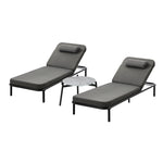 3PCS Sun Lounge Outdoor Lounger Set Table Chairs Beige & Grey
