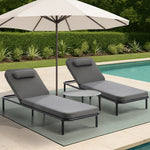 3PCS Sun Lounge Outdoor Lounger Set Table Chairs Beige & Grey