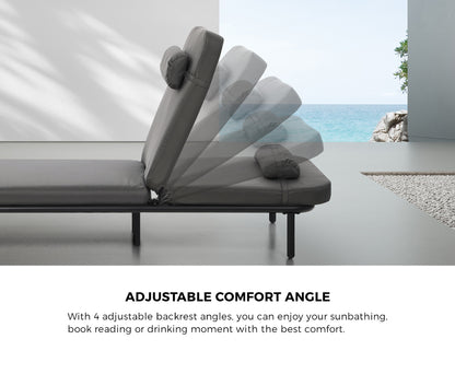 3PCS Sun Lounge Outdoor Lounger Set Table Chairs Beige & Grey
