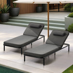 2PCS Sun Lounge Outdoor Patio Furniture Setting Beige & Grey