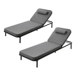 2PCS Sun Lounge Outdoor Patio Furniture Setting Beige & Grey