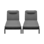 2PCS Sun Lounge Outdoor Patio Furniture Setting Beige & Grey