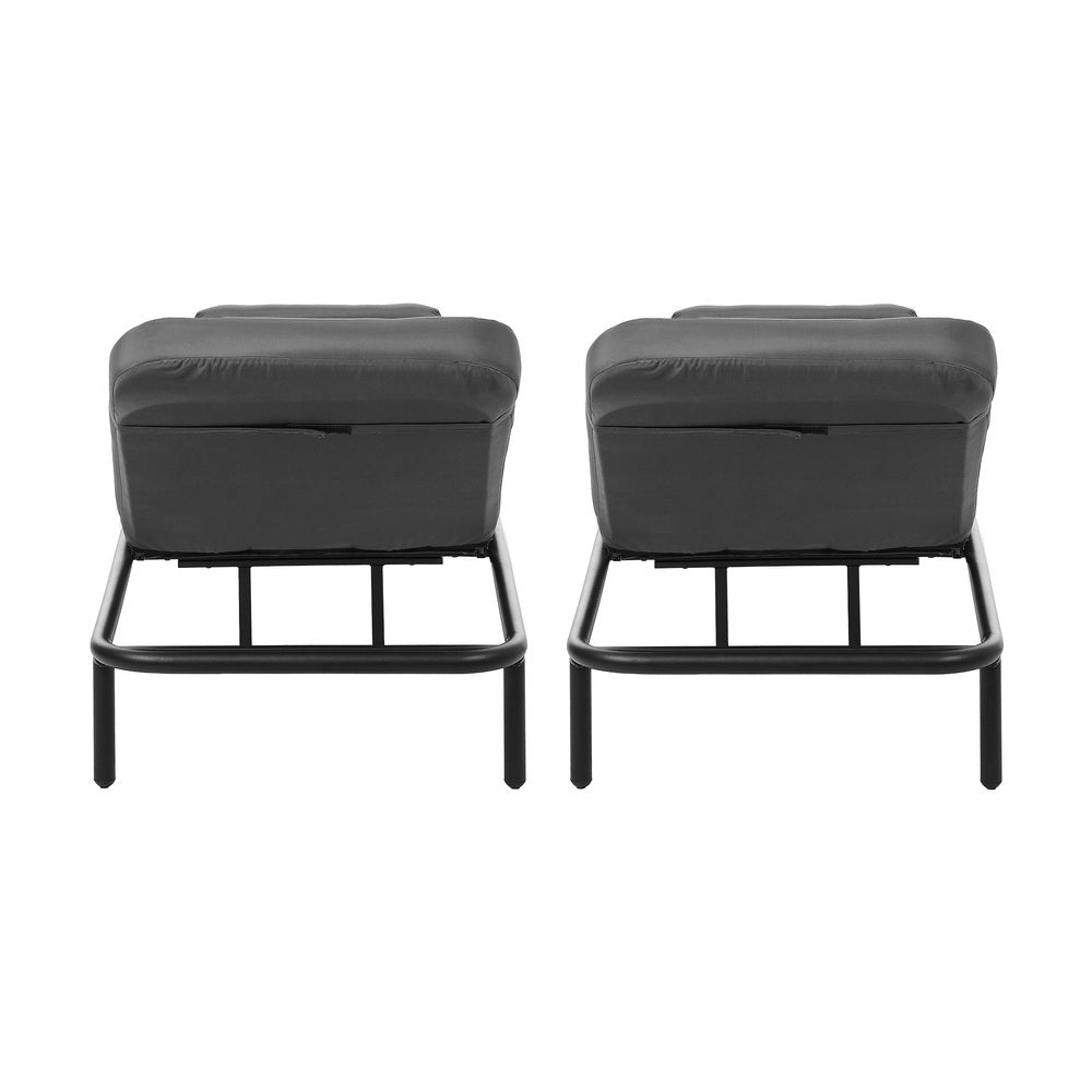 2PCS Sun Lounge Outdoor Patio Furniture Setting Beige & Grey