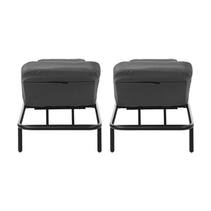 2PCS Sun Lounge Outdoor Patio Furniture Setting Beige & Grey