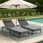 2PCS Sun Lounge Outdoor Patio Furniture Setting Beige & Grey