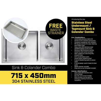 Stainless Steel Kitchen Sink Single Bowl 715x450cm
