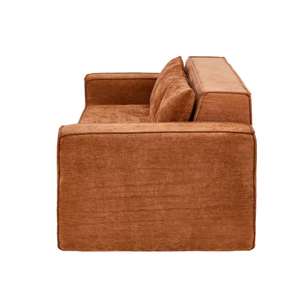 Compressed Sofa Box Couch 195cm Chenille Brown
