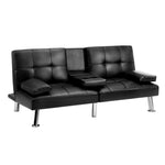 3 Seater Sofa Bed with Cup Holders Fabric/Leather