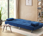 Sofa Bed 3 Seater with Cup Holder Velvet Blue