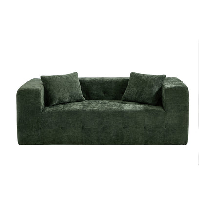 Compressed Sofa Box Button Tuft Couch Chenille