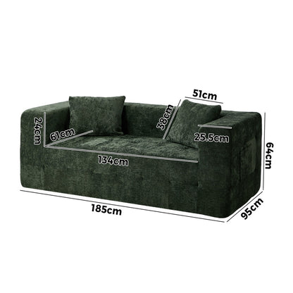 Compressed Sofa Box Button Tuft Couch Chenille
