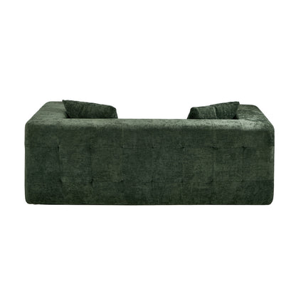 Compressed Sofa Box Button Tuft Couch Chenille