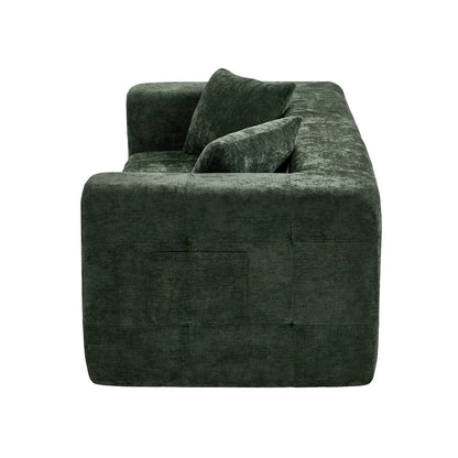 Compressed Sofa Box Button Tuft Couch Chenille