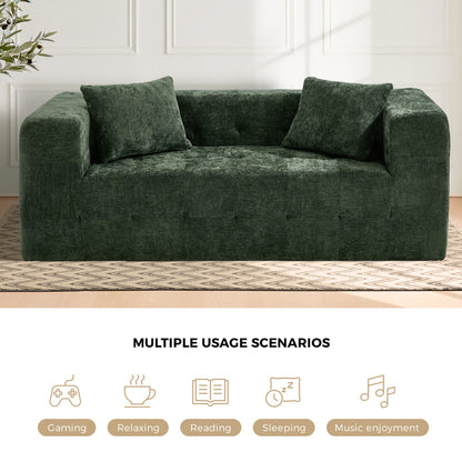 Compressed Sofa Box Button Tuft Couch Chenille