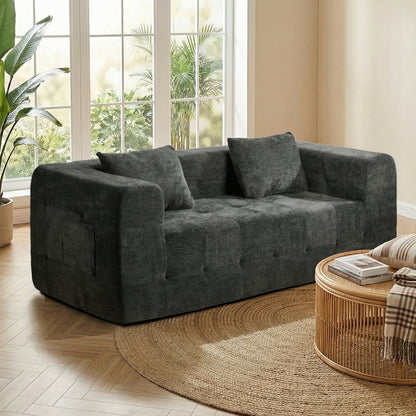 Grey Chenille Sofa Couch 185x95x64cm
