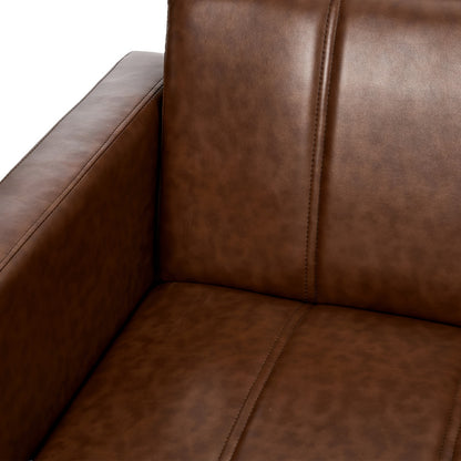 Living Room 3-Seater Sofa Bed Futon Convertible Recliner Leather Brown 195cm