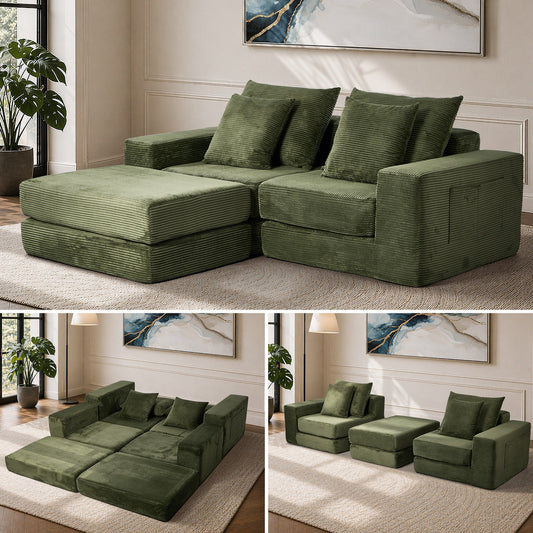 Compressed Modular Sofa Multi-Layout Corduroy Lounge Set