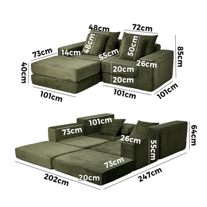 Compressed Modular Sofa Multi-Layout Corduroy Lounge Set