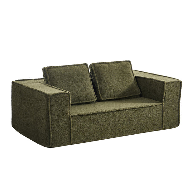 2-Seater Compressed Sofa in a Box Couch Sherpa - Green