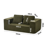 2-Seater Compressed Sofa in a Box Couch Sherpa - Green