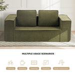 2-Seater Compressed Sofa in a Box Couch Sherpa - Green