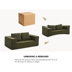 2-Seater Compressed Sofa in a Box Couch Sherpa - Green