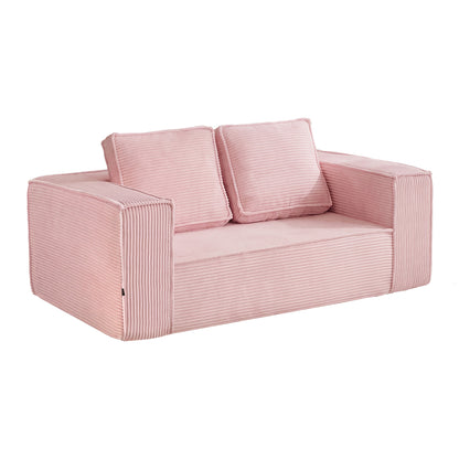 Pink 2 Seater Sofa Corduroy 141x77x46cm