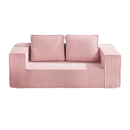 Pink 2 Seater Sofa Corduroy 141x77x46cm
