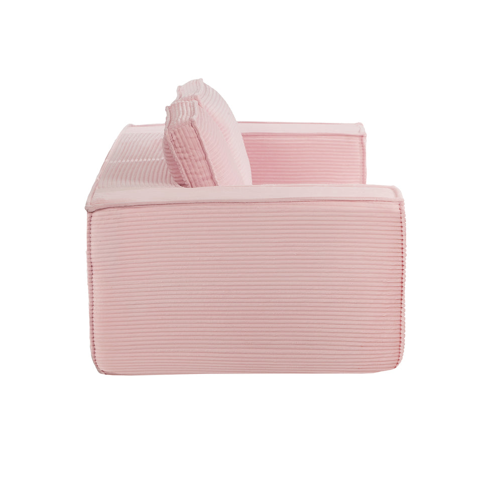 Pink 2 Seater Sofa Corduroy 141x77x46cm