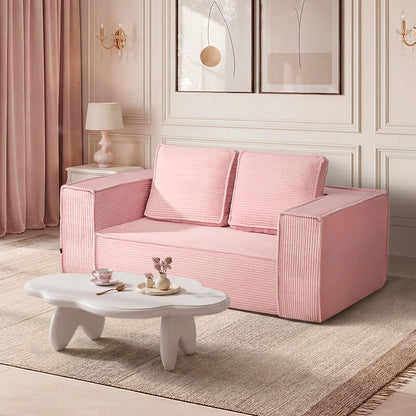 Pink 2 Seater Sofa Corduroy 141x77x46cm