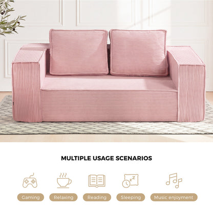 Pink 2 Seater Sofa Corduroy 141x77x46cm