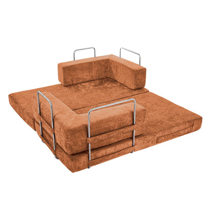 Convertible Sofa Bed Burnt Orange Chenille | HomeAndLiving