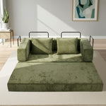 Convertible Loft Sofa Bed Futon Pull Out Couch Chenille Green