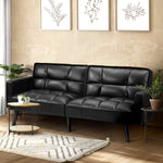 Sofa Bed Velvet Leather 3-Seater Green/Grey/Black