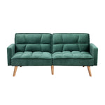 Sofa Bed Velvet Leather 3-Seater Green/Grey/Black