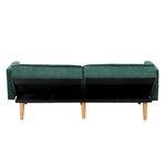 Sofa Bed Velvet Leather 3-Seater Green/Grey/Black