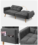 Sofa Bed Velvet Leather 3-Seater Green/Grey/Black