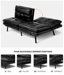 Sofa Bed Convertible Leather Polyester 3-Seater