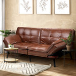 Sofa Bed Convertible Leather Polyester 3-Seater